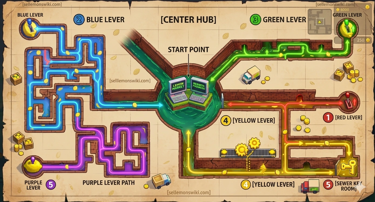 Sell Lemons Sewer Maze optimized sequence map